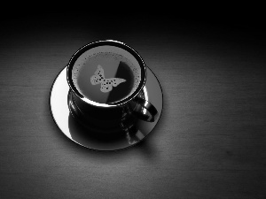 butterfly, coffee, cup