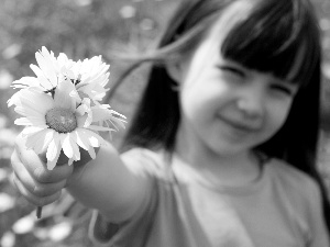 girl, bouquet