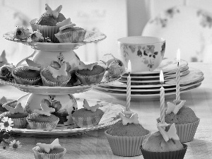 candles, Muffins, plateau