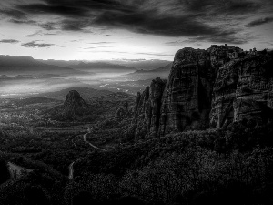 canyon, rocks, forest