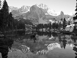 Kings, Canyon, reflection, Mountains, lake, national, Park, forest