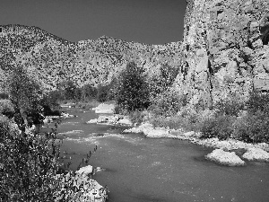 canyon, River, scrub