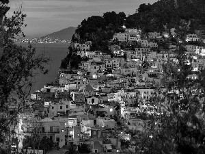 Houses, Island, Capri, Night