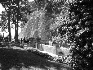 Flowers, Park, Capri, Italy, walkers, Rocks