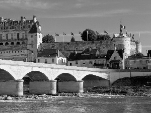 Castle, Amboise, bridge, River, France