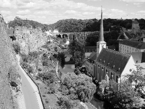 the walls, Town, River, Church, Luxembourg, Castle, Moselle