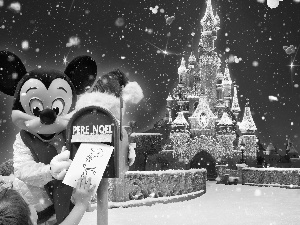 letter, Disneyland, Castle, snow, Santa, Mickey Mouse