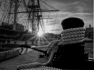 Moored, line, chain, port