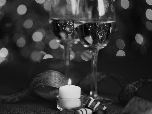 Champagne, candle, Valentine