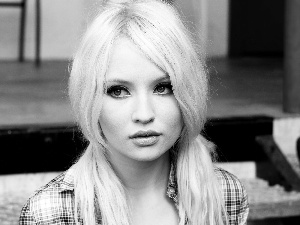##, checkered, Blonde, tunic, Emily Browning
