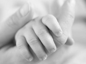 child-, hand, Mother