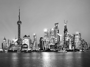 Town, Szanghaj, China, skyscrapers