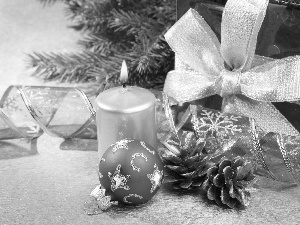 Christmas, composition, Ribbons, headdress, Candle