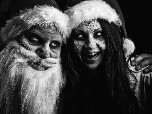 scary, girl, christmas, Santa
