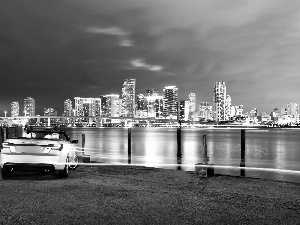 Chrysler 200C, White, Detroit, Night, Coast, Cabriolet