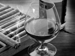 Cigars, glass, Whisky