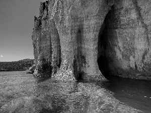 cliff, sea, rocks