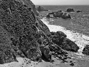 cliff, sea, rocks