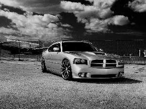 Automobile, airport, clouds, plane