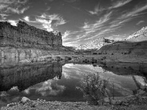 beatyfull, Mountains, clouds, lake