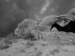 canyon, rocks, clouds, Utah