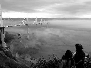 France, Millau, clouds, overpass