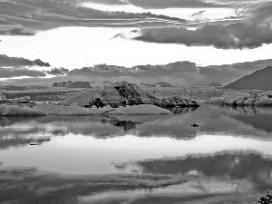 clouds, Mountains, ice