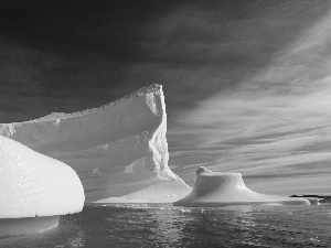 Ice, sea, clouds, mountains