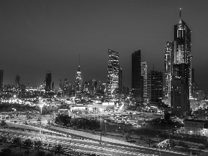 Kuwait, skyscrapers, clouds, Town