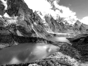 clouds, Mountains, lake