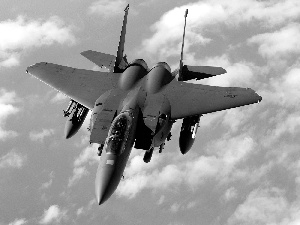 plane, F-16, clouds, fighter