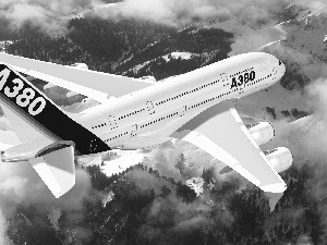 plane, Mountains, clouds, passenger