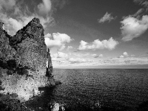 clouds, sea, Rocks