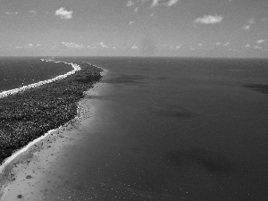 sea, coast, clouds, Island