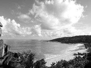 sea, Coast, clouds, rocks