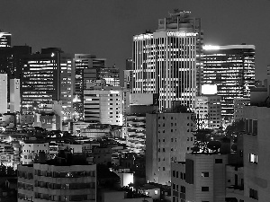 Seul, skyscrapers, clouds, night