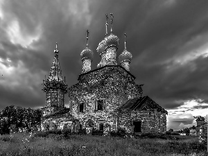 Sights, green, clouds, Cerkiew