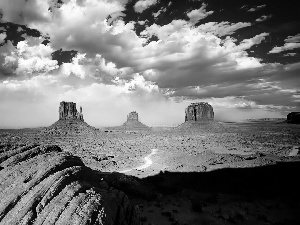 clouds, canyon, Way