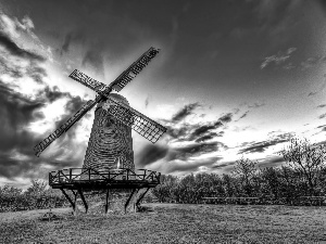 Windmill, clouds
