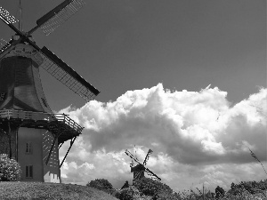 Windmills, viewes, clouds, trees