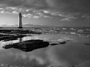 coast, clouds, maritime, sea, Lighthouse