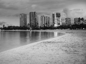 Coast, Beaches, skyscrapers