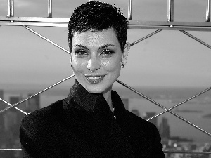 coat, grating, Smile, Black, Morena Baccarin