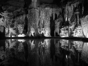 cave, nature, colors, lake