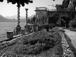 Como, Park, Mountains, lake, Varenna