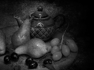 truck concrete mixer, jug, composition, Grapes