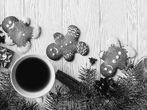 coffee, Christmas, Twigs, cones, gifts, ginger