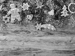 Christmas, Cookies, boarding, ginger, baubles, Christmas, composition, Twigs