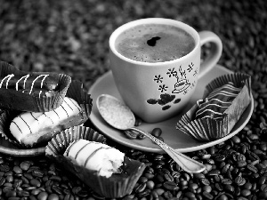 cup, coffee, teaspoon, Cookies, plate, grains