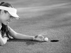 smiling, Field, Course, girl